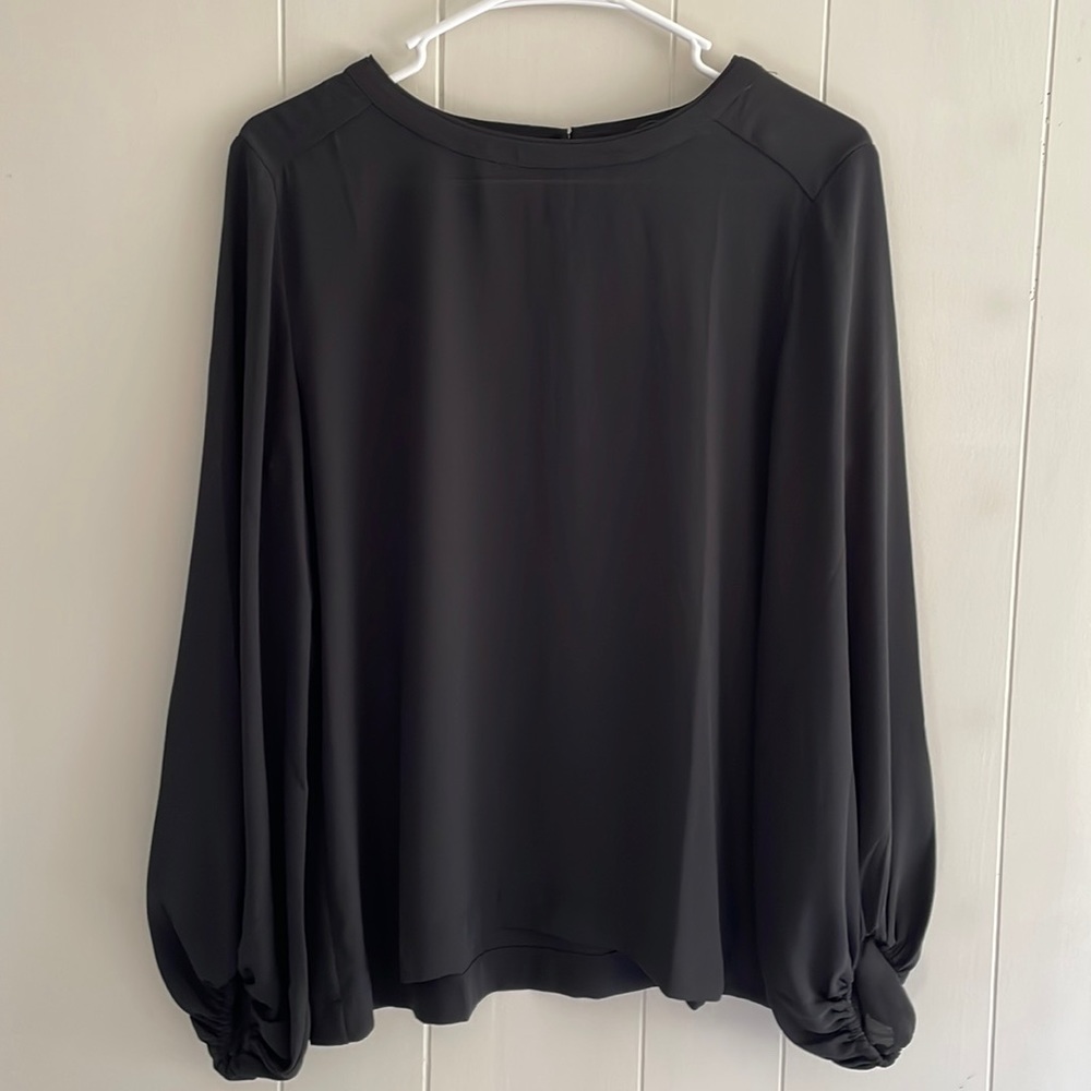 LOFT | black balloon sleeve blouse | SMALL | NWT